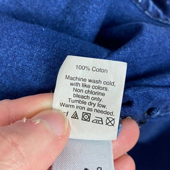 Madewell Chambray Pindot Popover Long Sleeve Shirt Button Placket Size XS Top - Picture 6 of 8